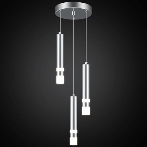 Modern Dimmable Chrome Mini Pendant Light 3-Light Kitchen Island Fixture