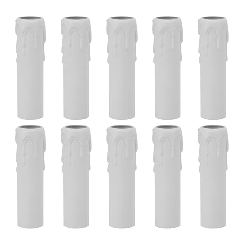 4 Inch Tall Candle Socket Covers 10 PCS White E14 Chandelier Sleeves