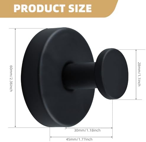 Suction Cup Hooks for Shower - No Drilling Matte Black 2 Pack