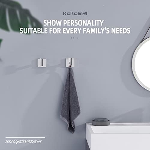 KOKOSIRI 12-Inch Floating Glass Shelf with Towel Hooks 2 Pack