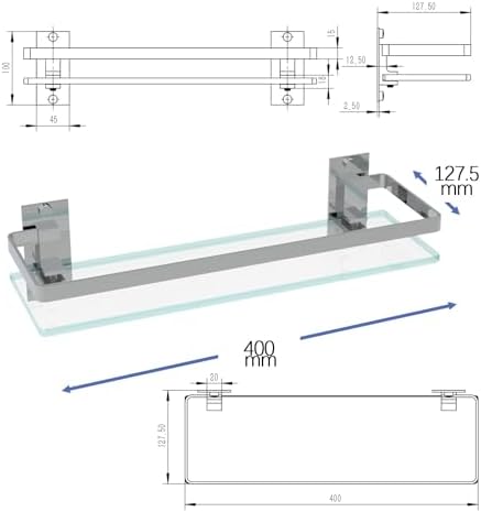 DOYOS Bathroom Glass Shelf Wall Mounted 16