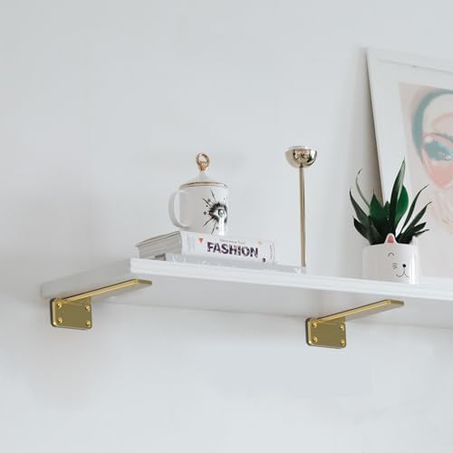 Sanbeeto 10 Inch Gold Heavy Duty Floating Shelf Brackets 4 Pack