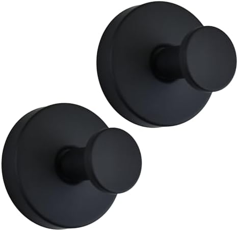 Suction Cup Hooks for Shower - No Drilling Matte Black 2 Pack