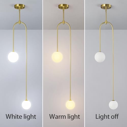 Modern Milk Glass Pendant Light 2 Pack Gold Chandelier