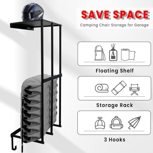 Camping Chairs Wall Storage Rack with 3 Hooks