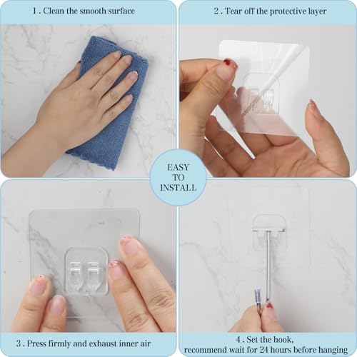 Large Adhesive Hooks 20-Pack 44lb Max Heavy Duty Wall Hangers