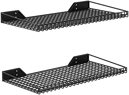 WALMANN 2 Pack Heavy Duty Wall Shelving 235 x 12 Storage Shelves for Garage Closet Laundry Room Black