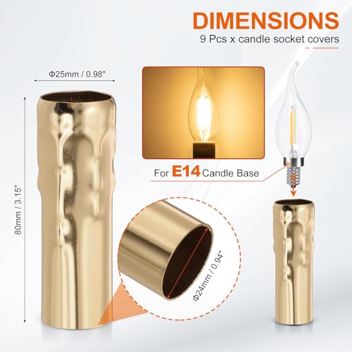 PATIKIL 315 Inch Metal Candle Socket Covers 9 Pcs