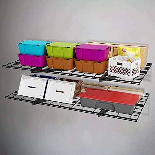 FLEXIMOUNTS 2-Pack Wall Shelves 24x48 Inches Black