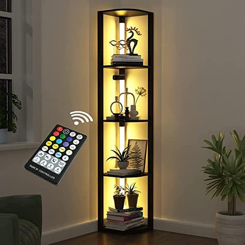 VTRIN 5-Tier Corner Shelf with LED Light