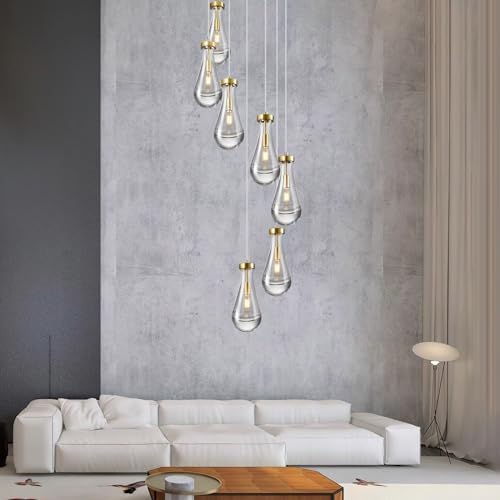 Raindrop Gold Pendant Light 7-Light Kitchen Island Fixture