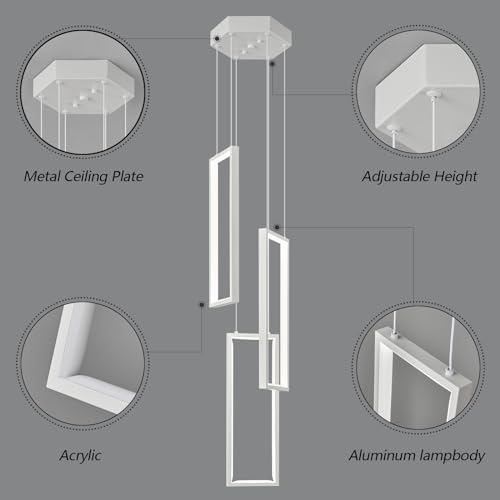 Modern White 40W LED Pendant Light with 3 Rings