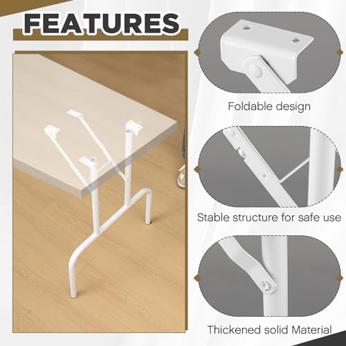 Tandefio 2 Pcs Folding Table Legs 28 Inch White