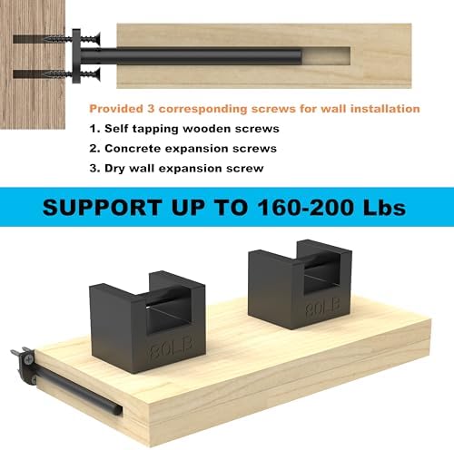 Floating Shelf Bracket 14 Inch Thick 6 Pack Black