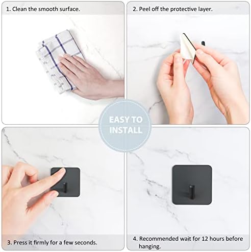 VISV Adhesive Hooks 4Pcs Heavy Duty Waterproof Wall Hooks Matte Black