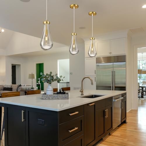 Raindrop Pendant Lights Set of 3 Teardrop Gold Hanging Fixtures