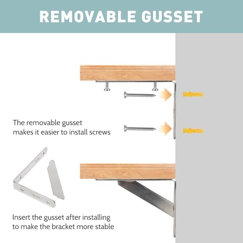 Heavy Duty L Shelf Bracket 2 Pack - 6 Inch Invisible Mounting Hardware