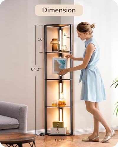 EDISHINE 64 Corner Display Shelf with Light