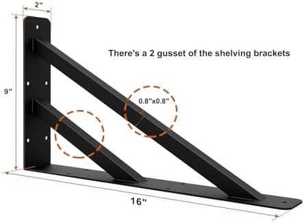 2Pcs 16 Inch Heavy Duty Floating Shelf Brackets for Countertops and Fireplaces