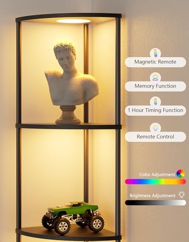 Corner Shelf with RGB LED Light Floor Lamp
