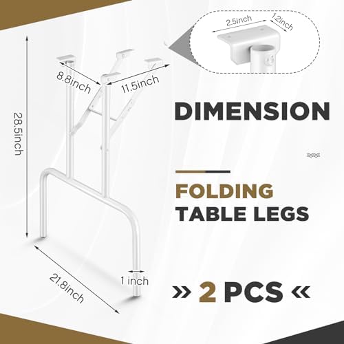 Tandefio 2 Pcs Folding Table Legs 28 Inch White