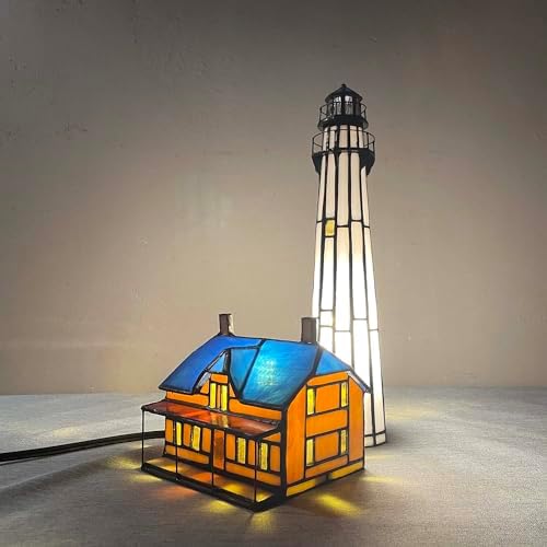 Bieye L10942 St Simons Lighthouse Tiffany Style Table Lamp