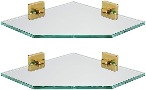JQK Corner Glass Shelf Brushed Gold 2 Pack 1