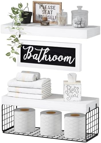 QEEIG Bathroom Shelves Over Toilet 21 Set White Black