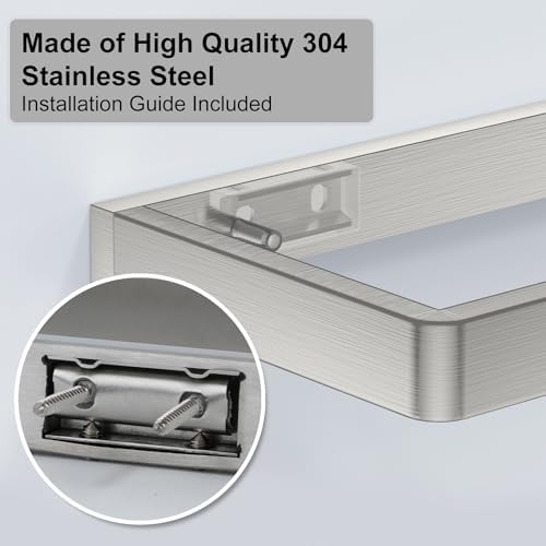 Brushed Nickel Floating Bathroom Shelf 20 Inch 1 Tier Organizer
