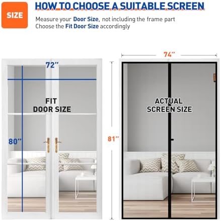 MAGZO Magnetic Screen Door 72x80 Inch Gray