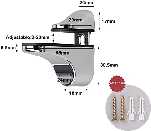 Adjustable Glass Shelf Bracket Silver