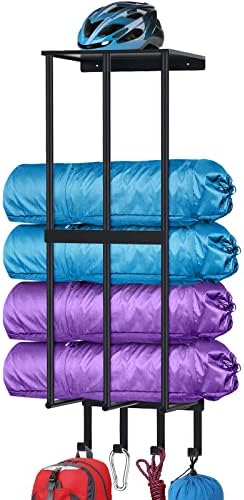 Camping Chair Wall Storage Rack - 4 Hooks Black