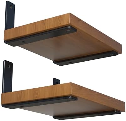 4 Pack 12 Inch Heavy Duty Floating Shelf Brackets - Black Powder Coated Steel