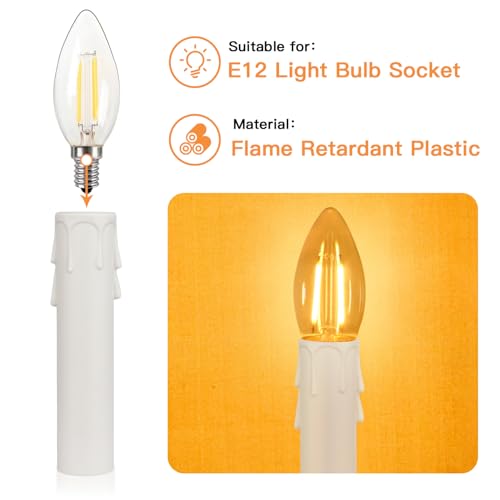 Helunsi 4 Inch Chandelier Candle Sleeves 12 Pack