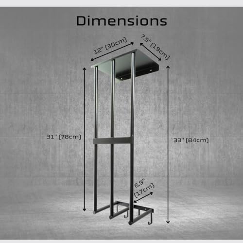 Camping Chair Wall Storage Rack with Floating Shelf and 4 Hooks Black