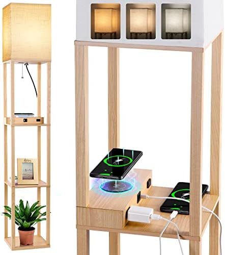 Dott Arts Floor Lamp with Shelves and Wireless Charging