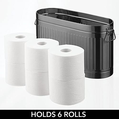 mDesign Large Steel Free Standing Toilet Paper Organizer 6-Roll