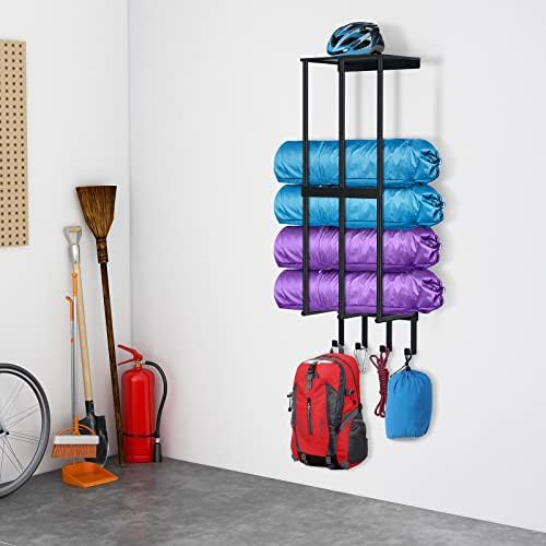 Camping Chair Wall Storage Rack - 4 Hooks Black