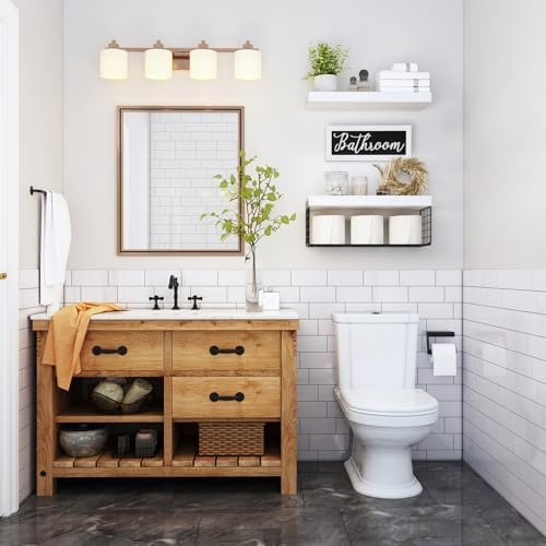 QEEIG Bathroom Shelves Over Toilet 21 Set White Black