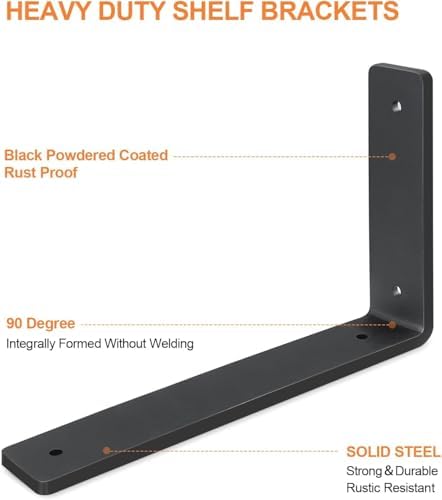 Heavy Duty L-Shelf Brackets 10 Inch 6 Pack for DIY