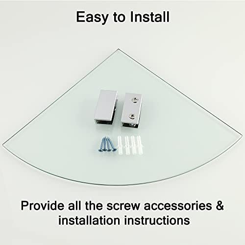 SAYAYO Tempered Glass Corner Shelf for Wall Clear