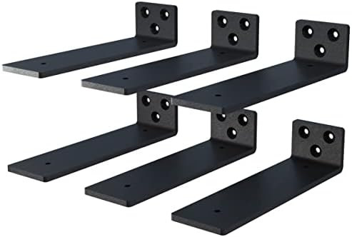 6-Pack 10 Inch Floating Shelf Brackets Heavy Duty Black