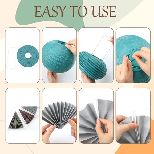 Wavwavw 18 Pcs Boho Hanging Lanterns and Fans Decorations