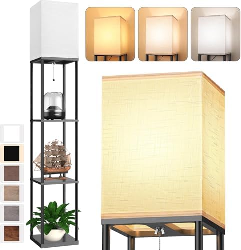 Floor Lamp with 3 Shelves and 3 CCT LED Bulb