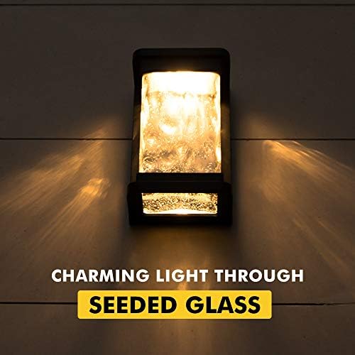 LUTEC Starry 795 Lumen 3000K LED Wall Light with Seeded Glass