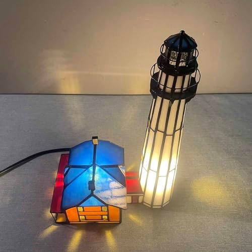 Bieye L10942 St Simons Lighthouse Tiffany Style Table Lamp