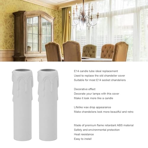 4 Inch Tall Candle Socket Covers 10 PCS White E14 Chandelier Sleeves