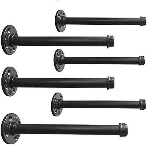 Industrial Black Iron Pipe Shelf Brackets Set of 6 10 Inch