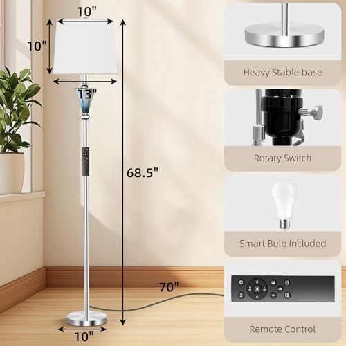 Blue Glass Floor Lamp with Smart Remote Control