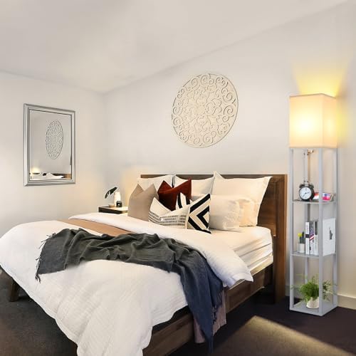 FOLKSMATE LED Shelf Floor Lamp with USB Ports and Power Outlet